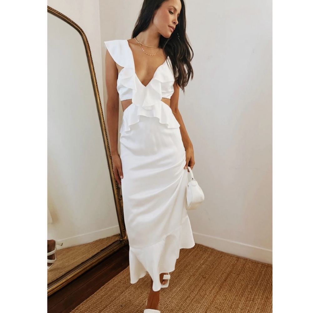 Show me your Mumu white satin dress